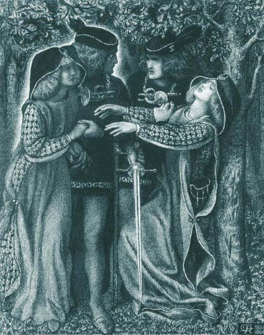How They Met Themselves, 1851-60 by Dante Gabriel Rossetti, English Pre-Raphaelite Painter,12x8"(A4) Poster Print