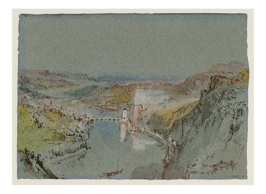 Huy from the West, Bird's-Eye View, 1839 by John Mallord William Turner RA, 12x8"(A4) Poster