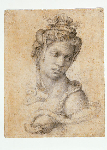 Female Figure Seen in Bust-Length from the Front   1530–33-Mic,  Poster Print Wall Art