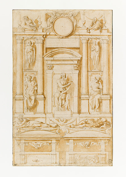 Design for the Tomb of The Magnificent 1524-Attributed to work,  Poster Print Wall Art