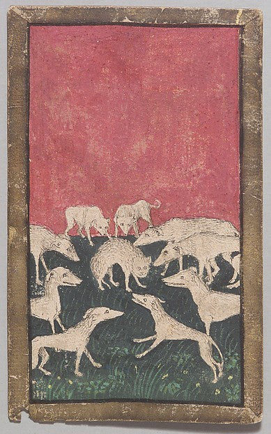 Workshop of Konrad Witz:9 of Hounds from The Courtly Hunt Ca-16x12"(A3) Poster