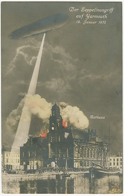 Anonymous, German, 20th century:The Zeppelin Attack on Yarmo-16x12"(A3) Poster