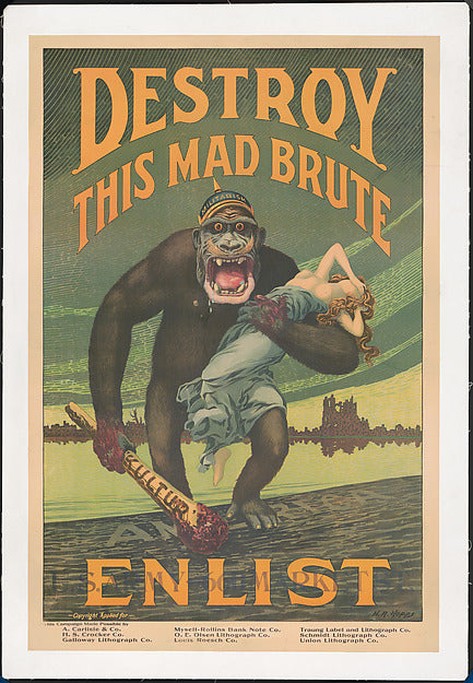Harry Ryle Hopps:Destroy This Mad Brute: Enlist 1917-16x12"(A3) Poster