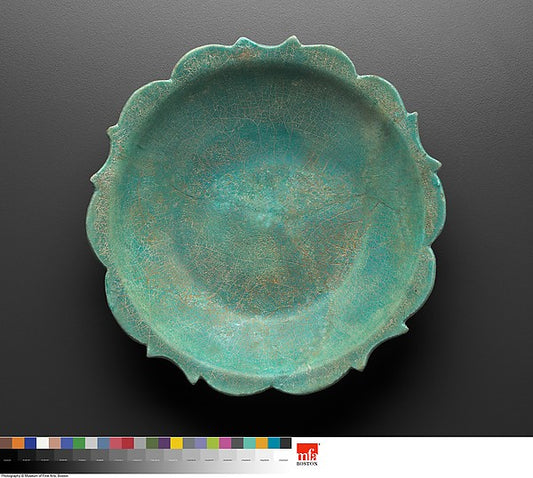 :Small Scalloped Dish with Turquoise Glaze late 11th–early 1-16x12"(A3) Poster