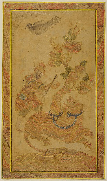 :Man with Captive Lion 17th century-16x12"(A3) Poster