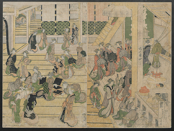 New Year's Day at the Ogiya Seiro c1804-Katsushika Hokusai 17,  Poster Print Wall Art
