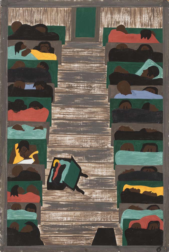 Jacob Lawrence - The trains were packed continually with migrants vintage art, A3 (16x12