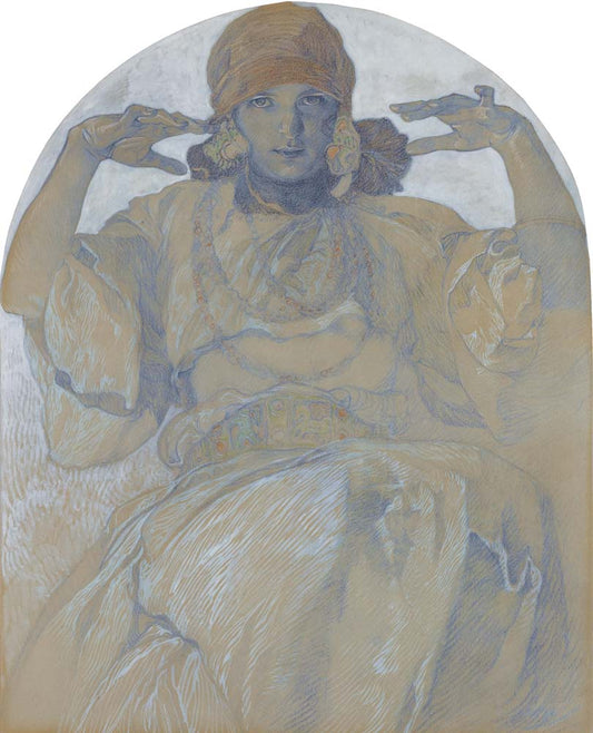Jaroslava Mucha by Alphonse Mucha (1860-1939) vintage artwork by Alphonse Mucha, 12x8" (A4 size) poster print