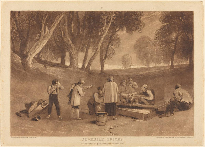 Joseph Mallord William Turner and William Say:Juvenile Trick,16x12