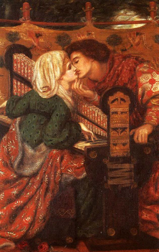 King Rene's Honeymoon, 1864 by Dante Gabriel Rossetti, pre-Raphaelite artist, 12x8" (A4) Poster