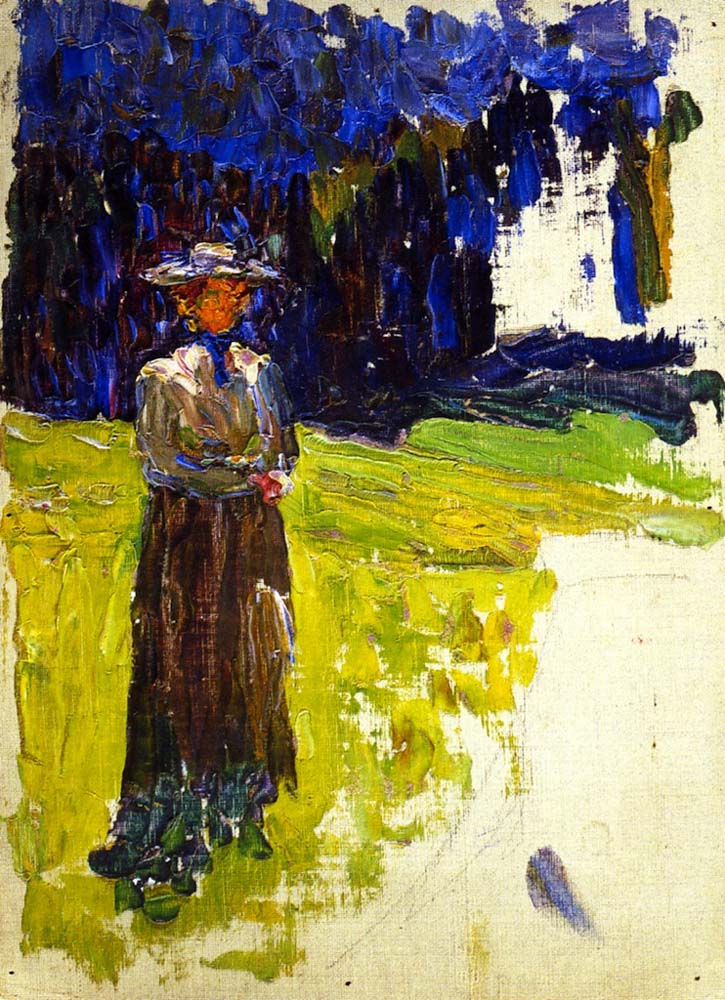 Kochel - Lady Standing by the Forest's Edge - Wassily Kandinsky -1902 by Wassily Kandinsky, 16x12"(A3) Poster Print