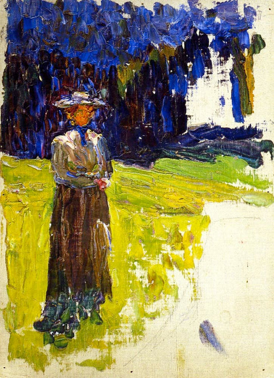Kochel - Lady Standing by the Forest's Edge - Wassily Kandinsky -1902 by Wassily Kandinsky, 16x12"(A3) Poster Print