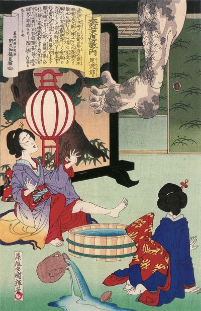Kuniteru Honjo-nana-fushigi Ashiaraiyashiki, historic, vintage ukiyo-e Japan artwork,12x8"(A4) Poster Print