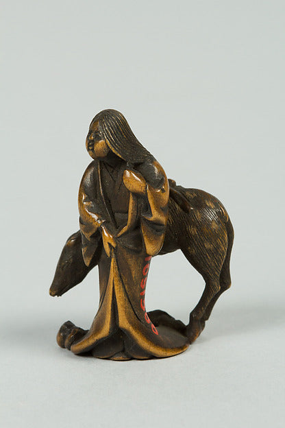 Netsuke of Woman and Deer 19th cent,16x12"(A3) Poster