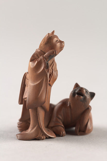 Netsuke of Two Cats 19th cent,  Poster Print Wall Art