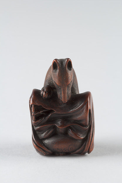 Netsuke with Fox and Drum from the Kabuki Play "Yoshsitsune Se,  Poster Print Wall Art