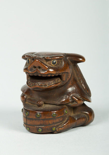 Netsuke of Man Wearing a Mask and Beating a Drum 18th cent,  Poster Print Wall Art