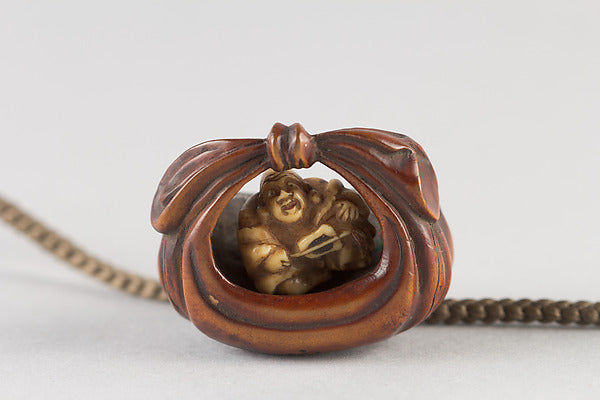 Netsuke of Bag Containing a Figure of Hotei 18th–19th cent,  Poster Print Wall Art