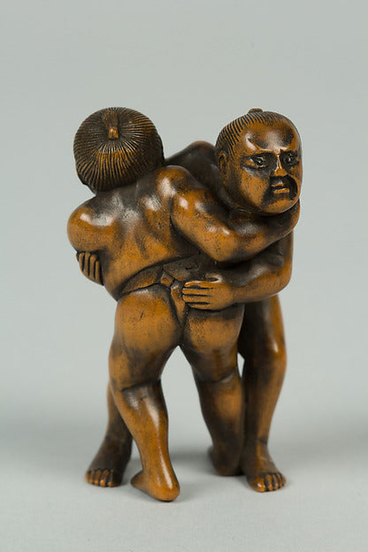 Netsuke of Two Men Wrestling 18th cent,  Poster Print Wall Art