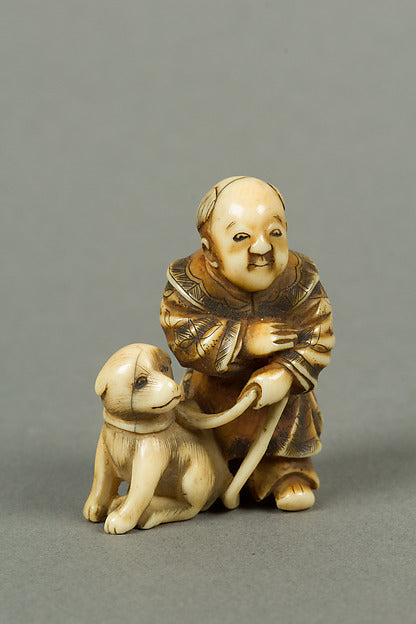 Netsuke of Boy with a Dog 19th cent,  Poster Print