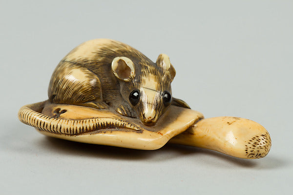 Netsuke of Mouse on a Mushroom 19th cent,  Poster Print