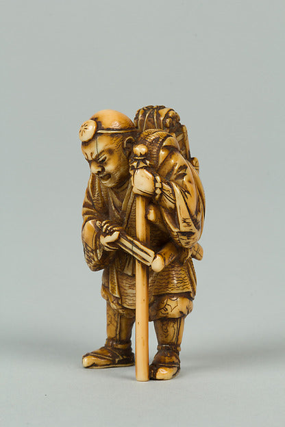 Netsuke of Old Man with a Pack on His Back 19th cent,  Poster Print