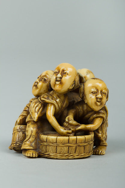 Netsuke of Group of Four Children 19th cent,  Poster Print