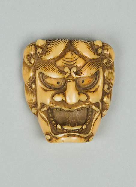 Netsuke of Mask of a Man with Open Mouth and Curly Hair 19th c,  Poster Print