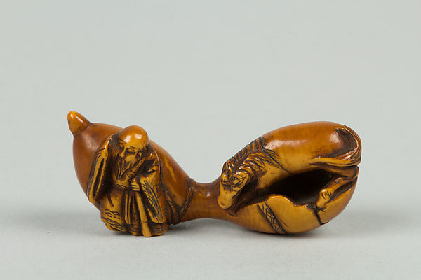 Netsuke of Small Gourd with Horse and Man 19th cent,  Poster Print