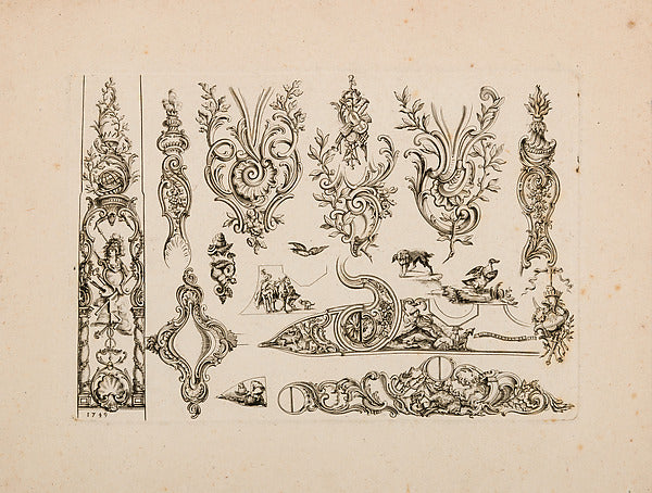 :Plate Six from Nouveavx Desseins D’Arquebvseries dated 1749-16x12