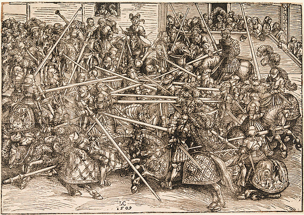 The Tournament with Lances dated 1509-Lucas Cranach the Elder, Poster Print - Wall Art