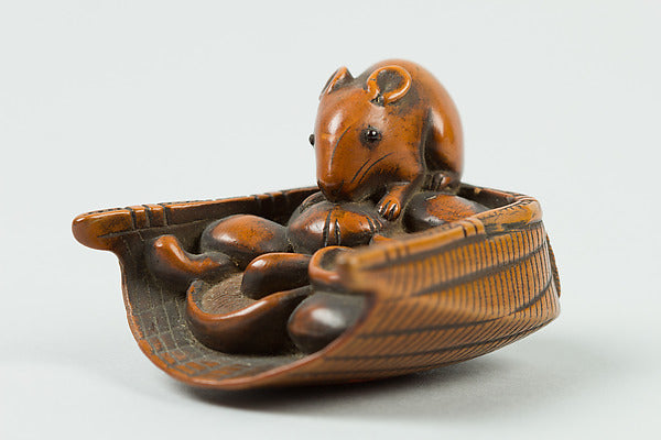 Netsuke of Mouse in a Basket of Mushrooms 19th cent,  Poster Print