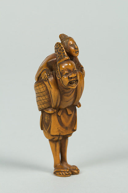 Netsuke of Man with Boy on His Back 19th cent,  Poster Print