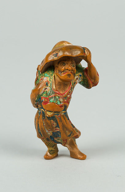 Netsuke of Farmer with a Big Hat 18th cent,  Poster Print