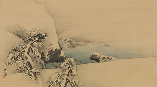  ,Winter Scene with Ducks and Pine Trees late 1790s,16x12"(A3)Poster