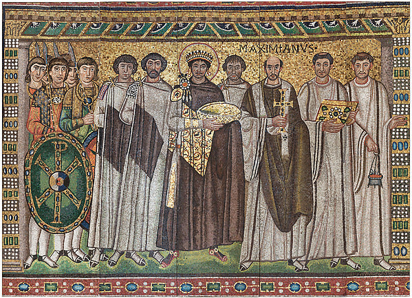 :Emperor Justinian and Members of His Court early 20th centu-16x12"(A3) Poster
