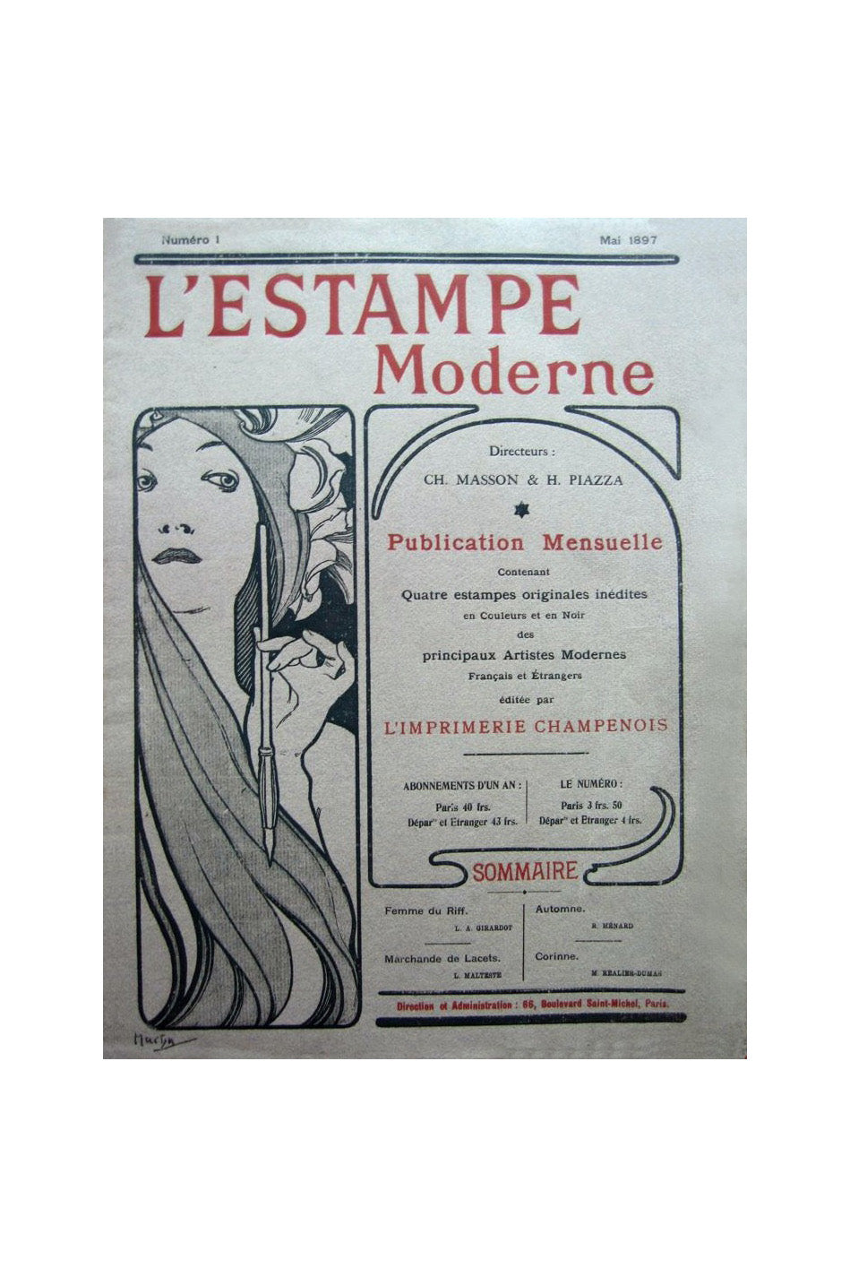 L'Estampe Moderne01-6x4 vintage artwork by Alphonse Mucha, 12x8" (A4 size) poster print