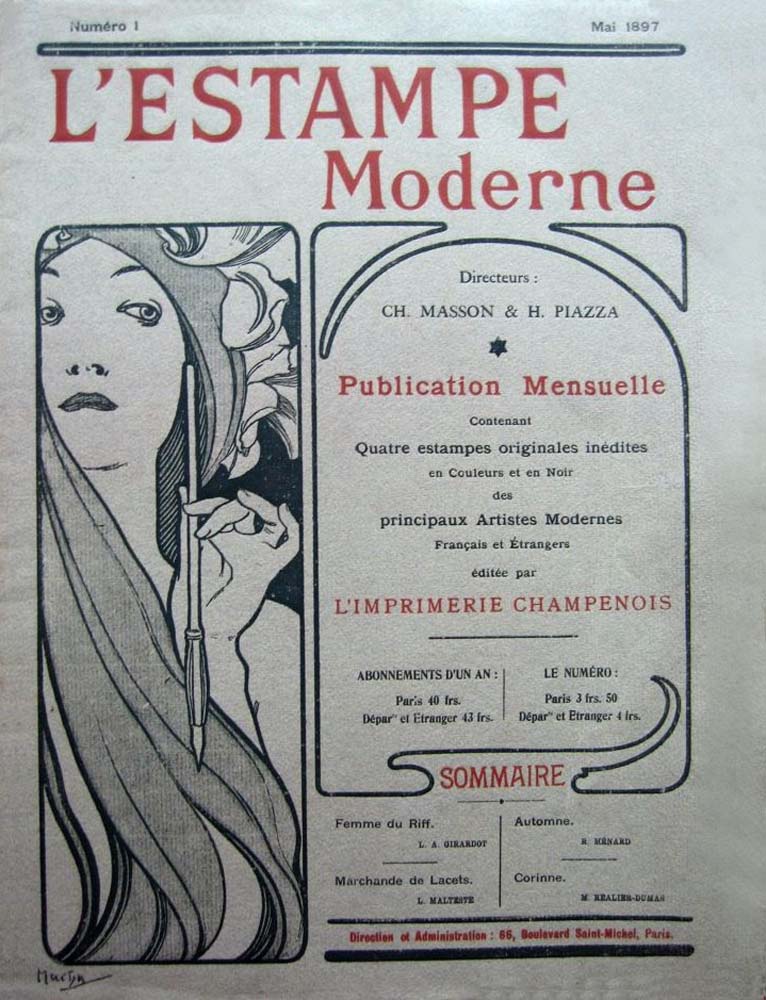 L'Estampe Moderne01 vintage artwork by Alphonse Mucha, 12x8" (A4 size) poster print