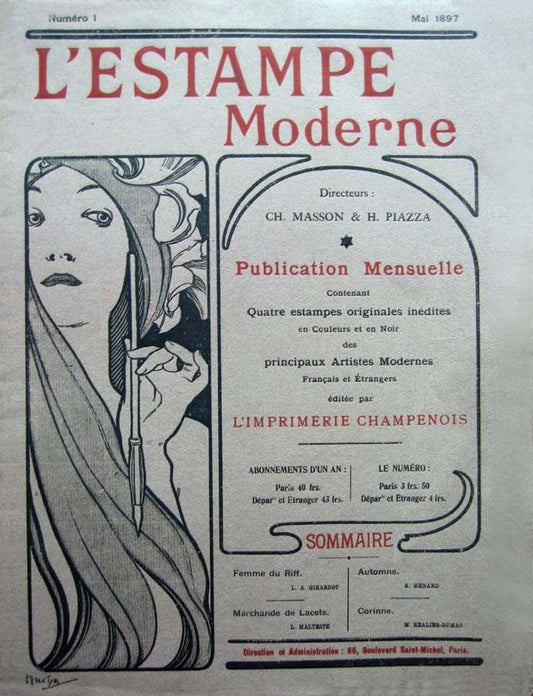 L'Estampe Moderne01 vintage artwork by Alphonse Mucha, 16x12" (A3 size) poster print