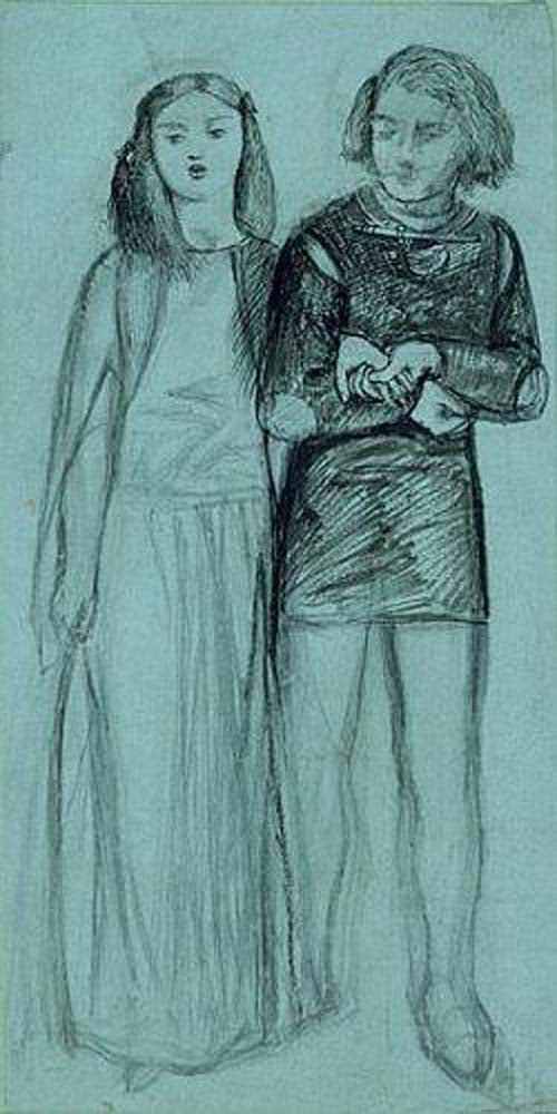 La Belle Dame sans Merci by Dante Gabriel Rossetti, English Pre-Raphaelite Painter,16x12"(A3) Poster Print