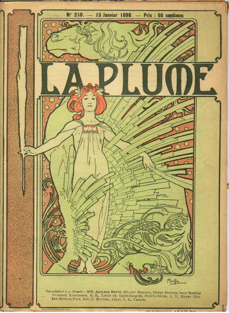 La Plume 1898 vintage artwork by Alphonse Mucha, 12x8" (A4 size) poster print