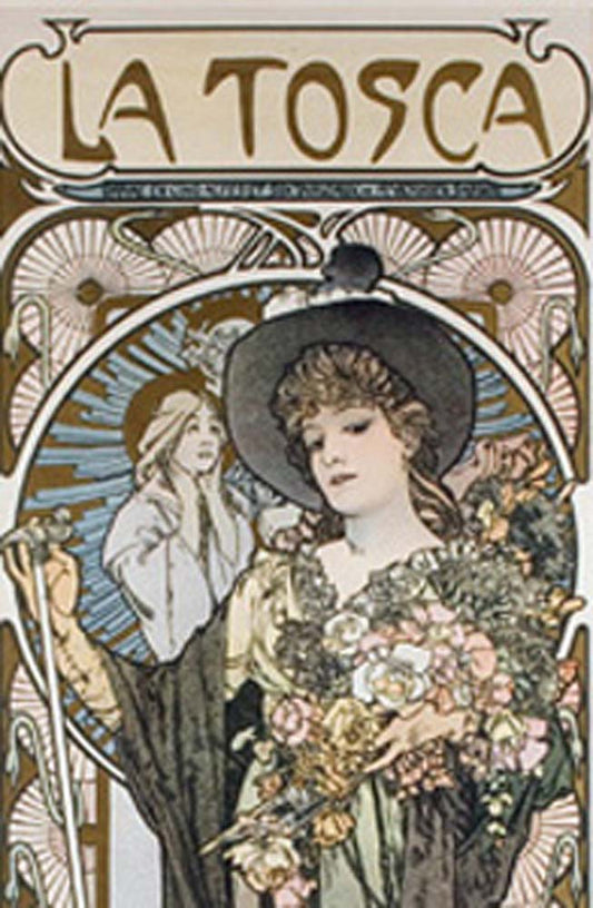La Tosca poster by Mucha - detail vintage artwork by Alphonse Mucha, 12x8" (A4 size) poster print