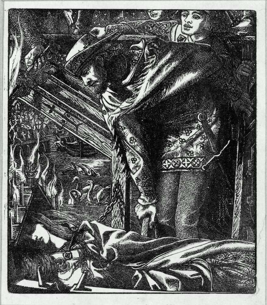 Lady of Shalott, 1857 by Dante Gabriel Rossetti, English Pre-Raphaelite Painter,16x12"(A3) Poster Print