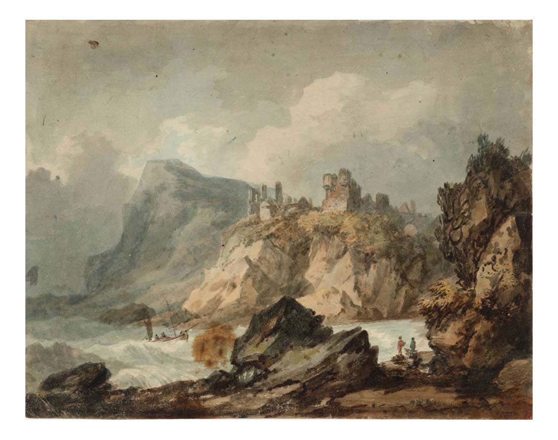 Landscape Composition with a Ruined Castle on a Cliff, 1792-93 by John Mallord William Turner RA, 12x8"(A4) Poster