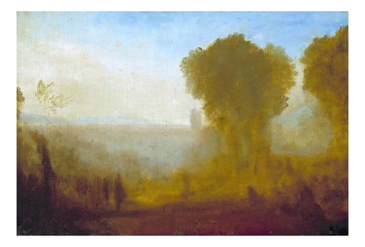 Landscape with Tower, Trees and Figures (possibly Arcueil near Paris), 1827-28 by John Mallord William Turner RA, 12x8"(A4) Poster