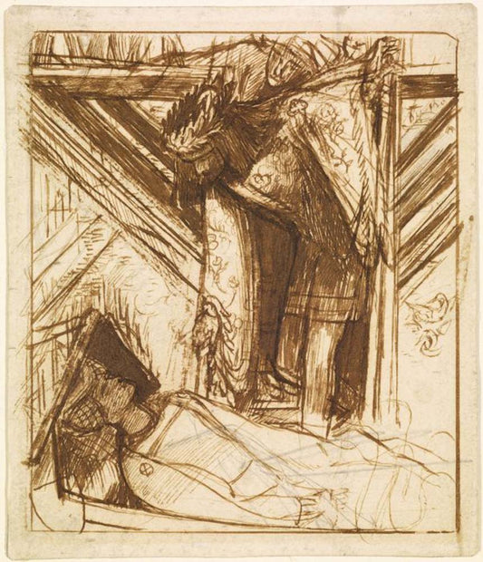 Launcelot& Lady Shalott 1856-57 by Dante Gabriel Rossetti, English Pre-Raphaelite Painter,12x8"(A4) Poster Print