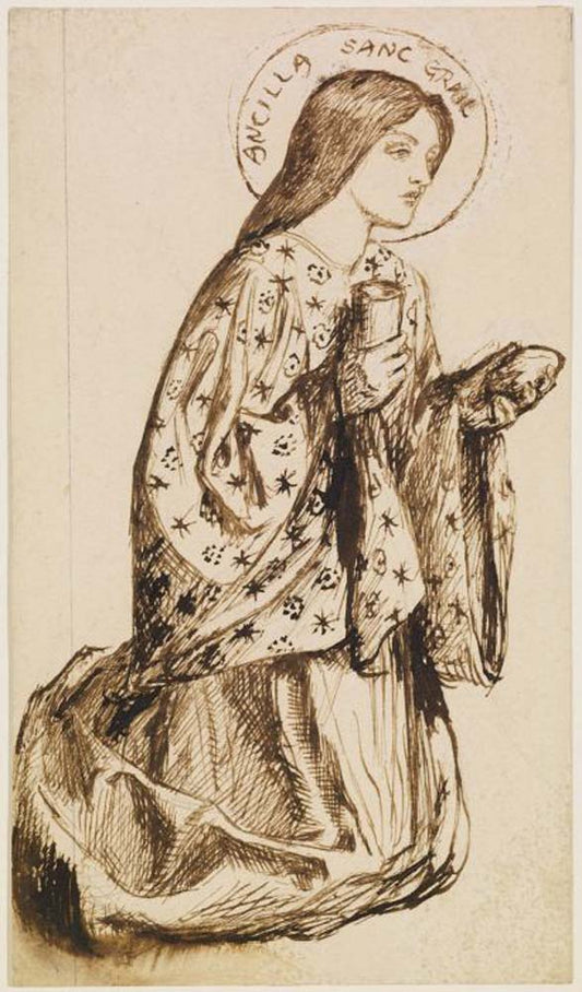 Launcelot at  Holy Grail,1857 by Dante Gabriel Rossetti, English Pre-Raphaelite Painter,12x8"(A4) Poster Print