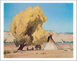 Lazy Autumn Teepee,Indians , 1943 by Maynard Dixon, Classic American Western Art, 16x12" (A3) Poster Print