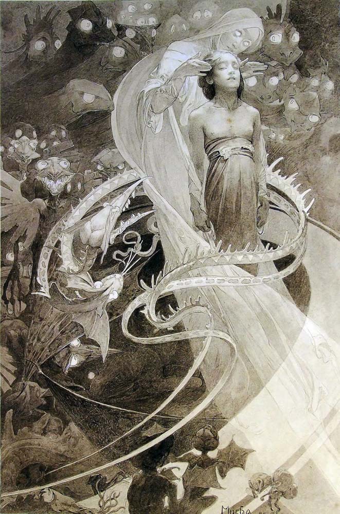 Lepatermucha004 vintage artwork by Alphonse Mucha, 12x8" (A4 size) poster print