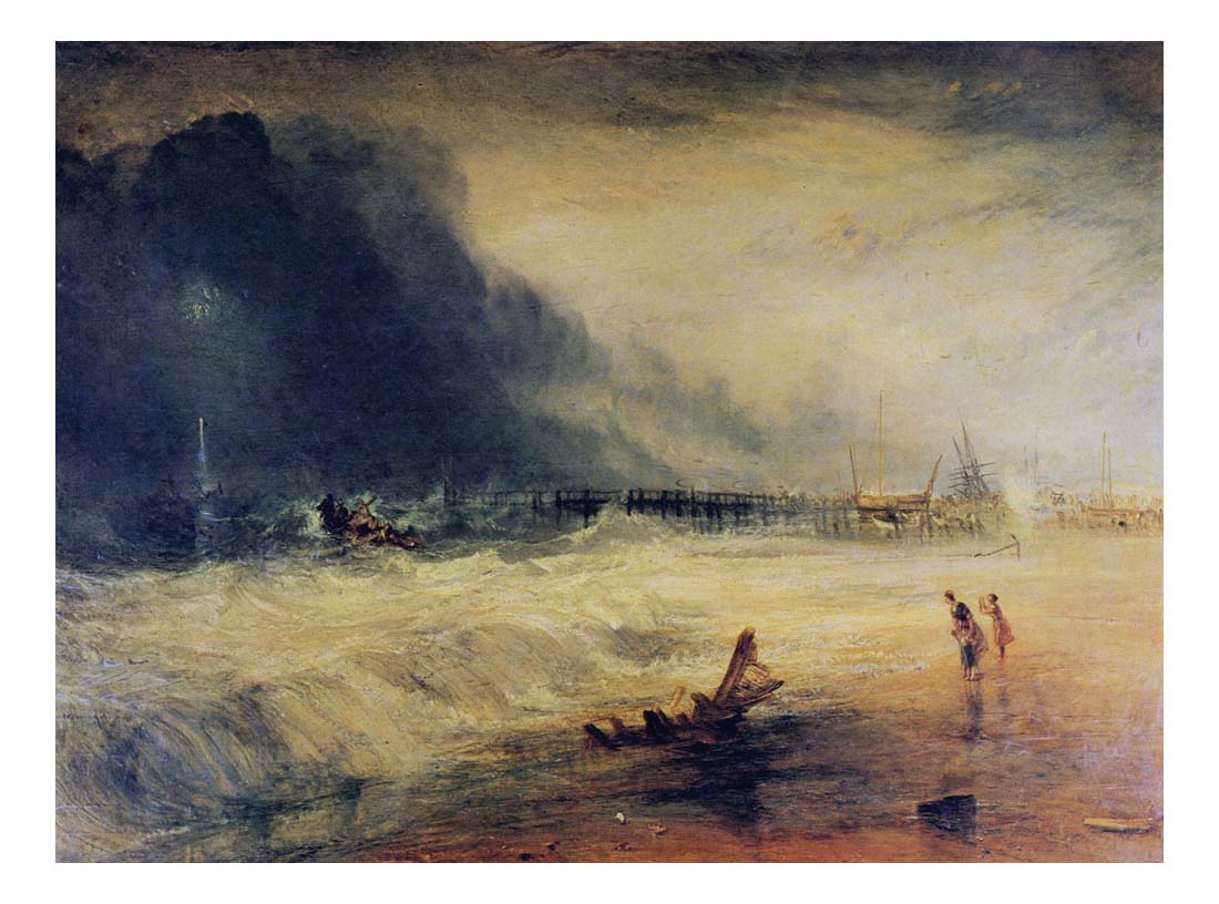 Life-Boat and Manby Apparatus going off to a Stranded Vessel making Signal of Distress, 1831 by John Mallord William Turner RA, 12x8"(A4) Poster